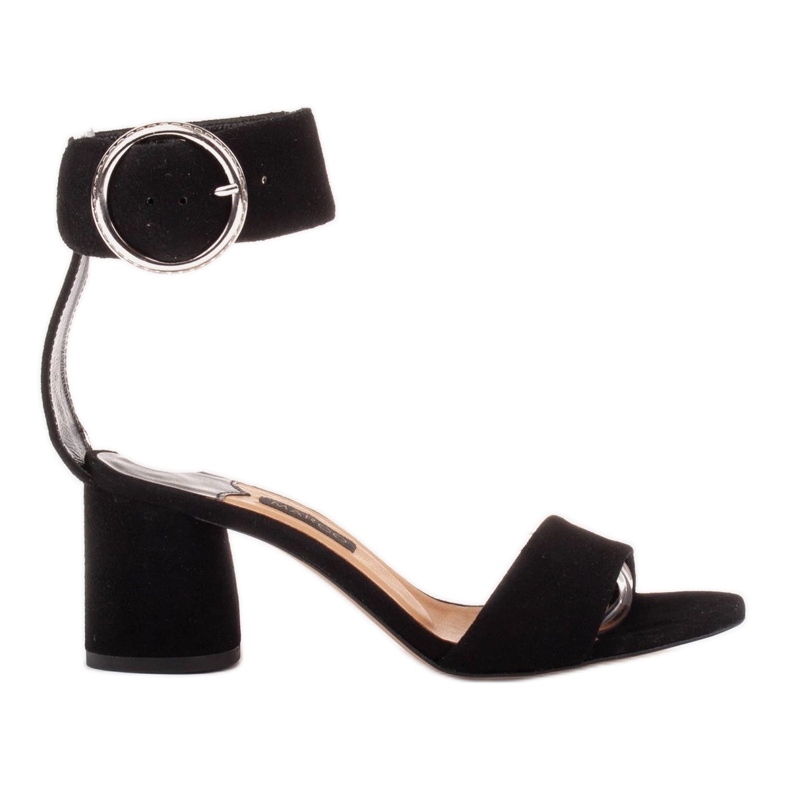 Marco Shoes Naisten nahkaiset sandaalit, joissa koristeellinen solki musta