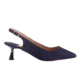 Marco Shoes Hienosta mokkasta valmistetut pumput hihnalla tummansininen