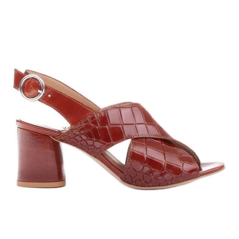 Marco Shoes Naisten nahkasandaalit nahasta, jossa on leikatut raidat ruskea