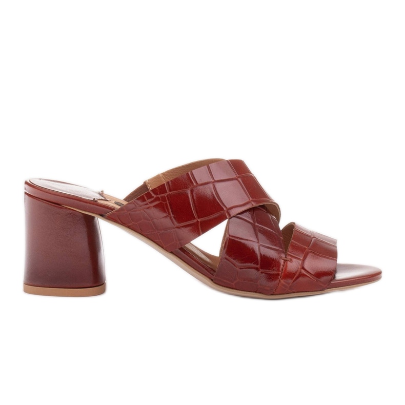 Marco Shoes Naisten nahkaiset tossut nahasta, jossa on leikatut raidat punainen