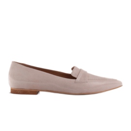 Marco Shoes Käärmeen nahkaiset ballerinat beige