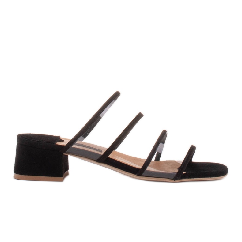 Marco Shoes Naisten tossut läpikuultavilla raidoilla musta