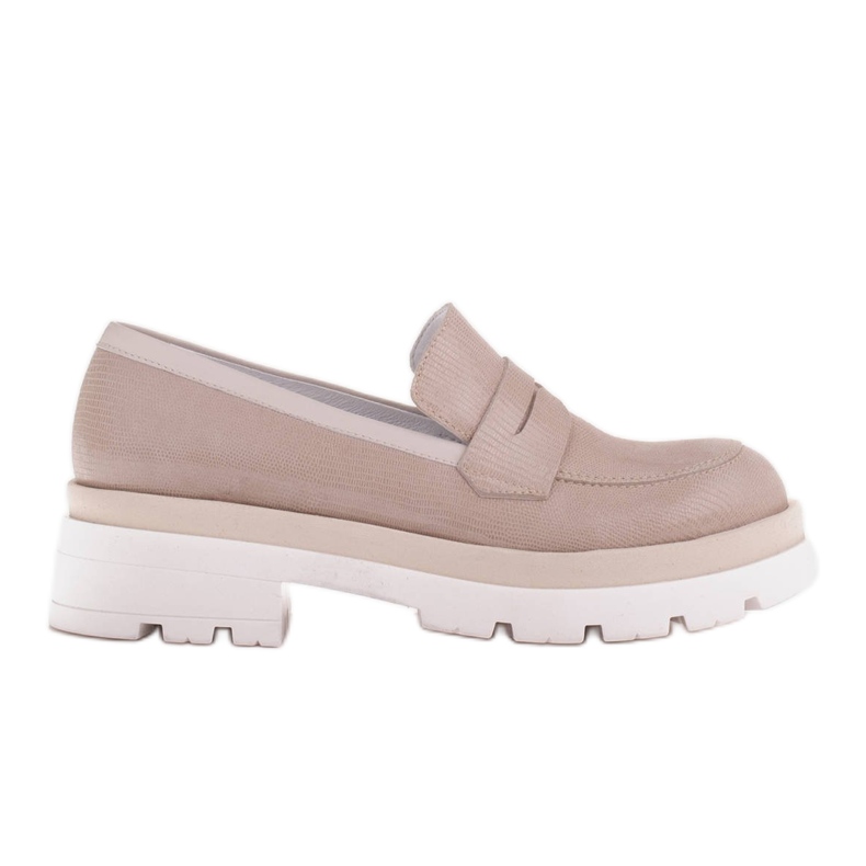 Marco Shoes Mokkanahkaiset kengät, joissa on kuvio paksulla pohjalla beige