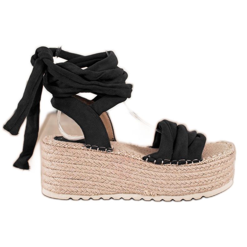 Seastar Sidotut sandaalit korkealla alustalla musta