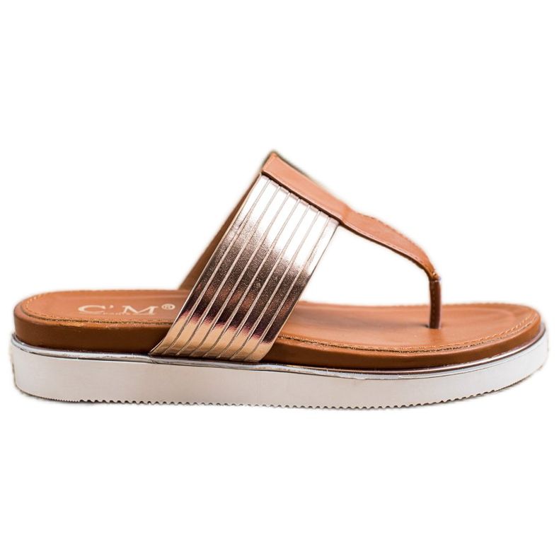 Cm Paris Mukavat Eco-nahkaiset varvastossut ruskea kultainen