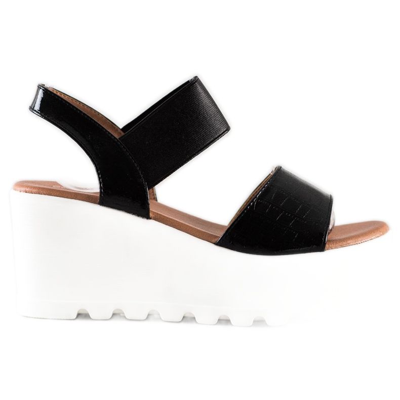 Weide Kevyet sandaalit valkoisella kiilalla musta