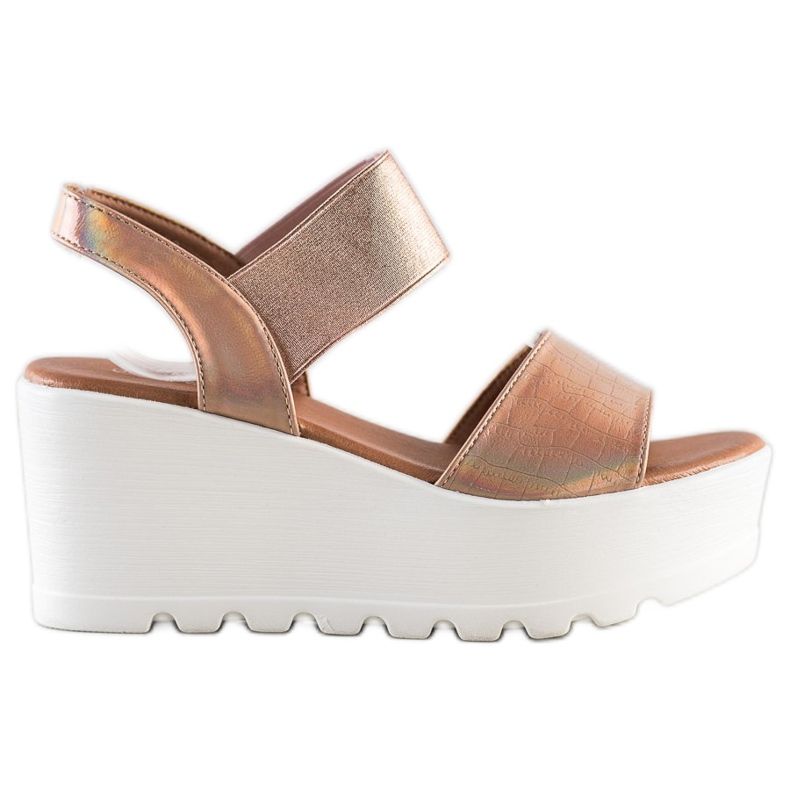 Weide Kevyet sandaalit valkoisella kiilalla kultainen