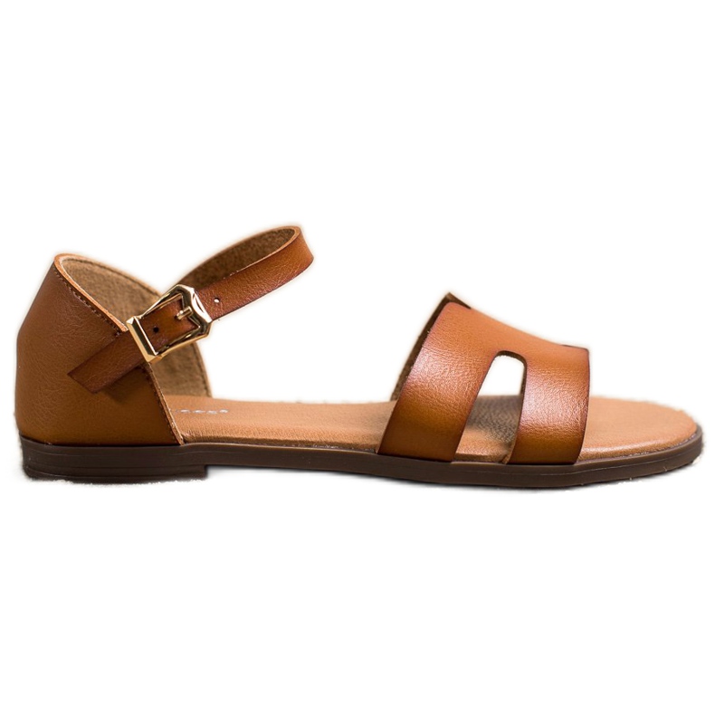 Ideal Shoes Klassiset Eco -nahkaiset sandaalit ruskea