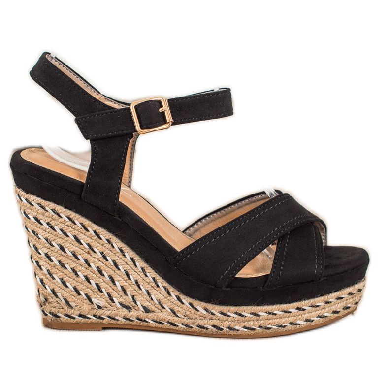 SHELOVET Tyylikkäät sandaalit kiilassa musta