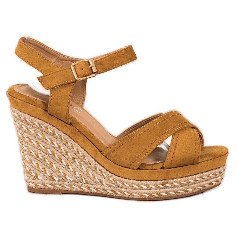 SHELOVET Tyylikkäät sandaalit kiilassa ruskea