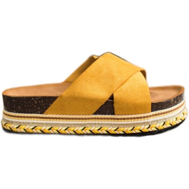 SHELOVET Sinappi mokkanahkatossut keltainen