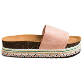 SHELOVET Mukavat mokkanahkatossut vaaleanpunainen