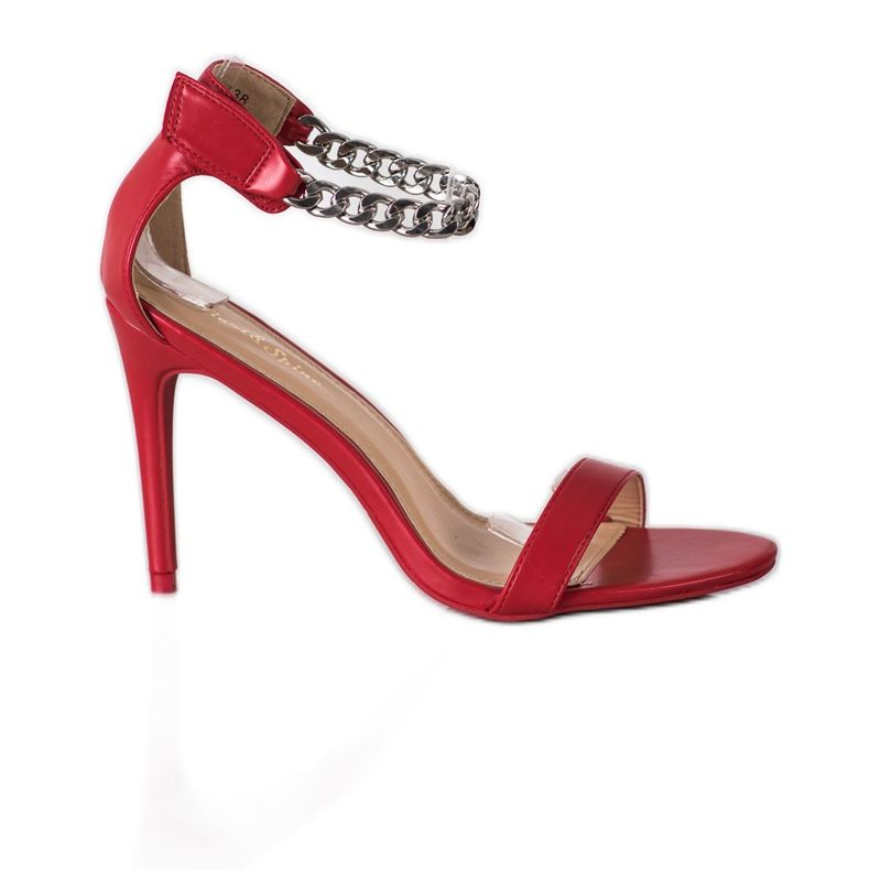 SHELOVET Sandaalit korkokengillä ketjulla punainen