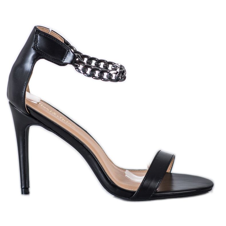 SHELOVET Sandaalit korkokengillä ketjulla musta