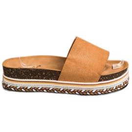 SHELOVET Mukavat mokkanahkatossut ruskea