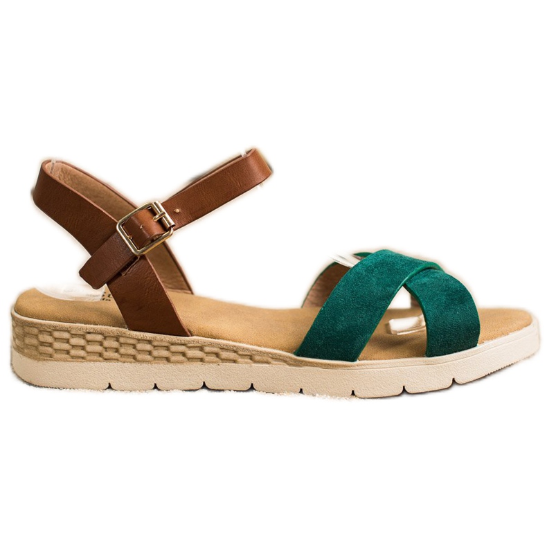 SHELOVET Rento sandaalit soljella ruskea vihreä