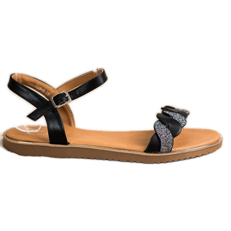 Cm Paris Mustat sandaalit glitterillä