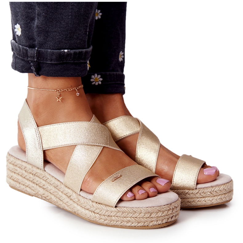 Big Star Kiila sandaalit, joissa on suuri riba HH274414 Golden kultainen