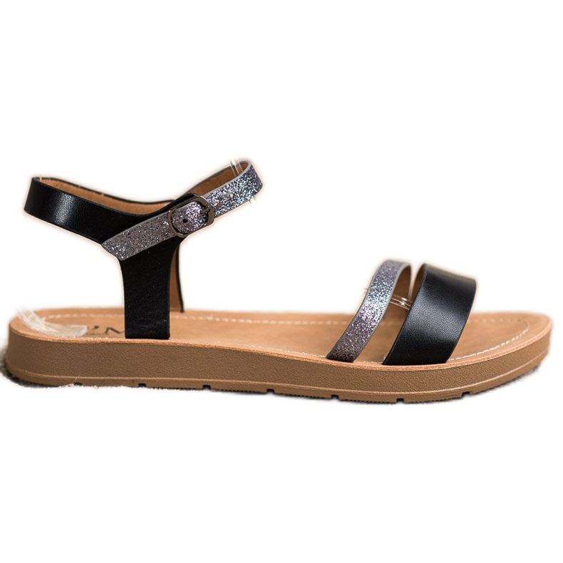 Cm Paris Tyylikkäät sandaalit glitterillä musta harmaa