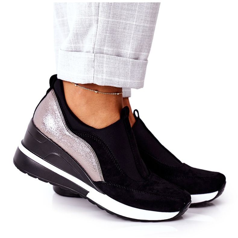 Vinceza 10593 Musta-Hopea Slip-On Wedge Tennarit