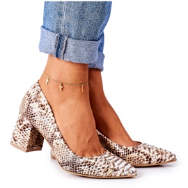 Lewski Shoes Nahkapumput, joissa käärmeen kuvio Lewski -kengät 2801 Golden kultainen