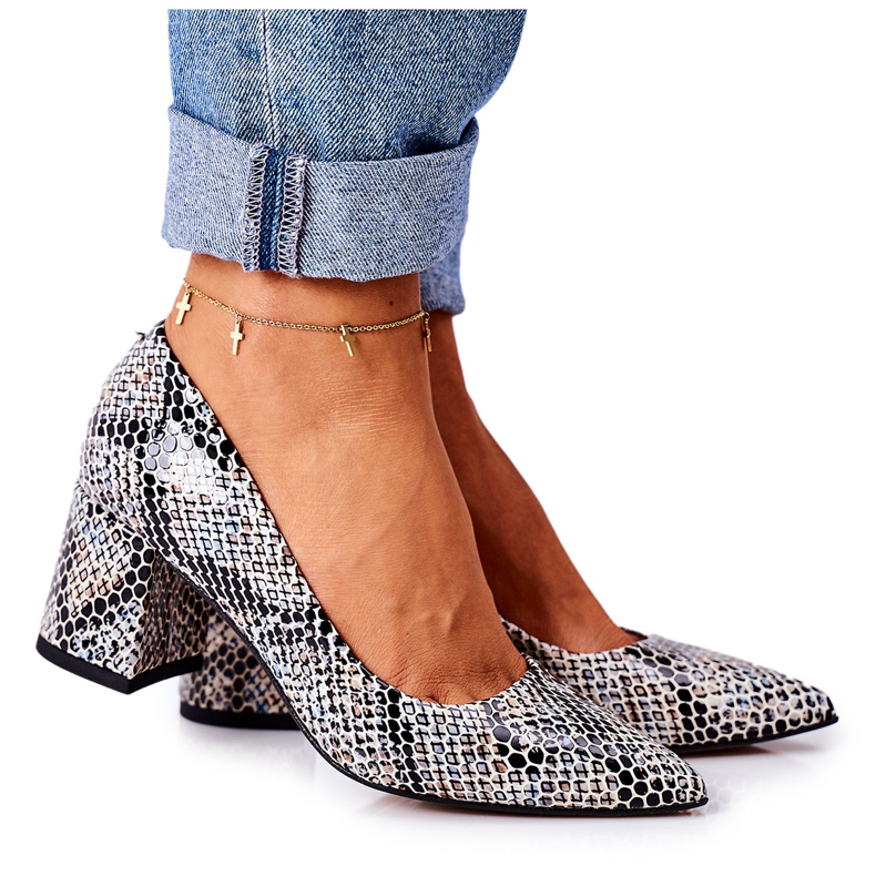 Lewski Shoes Nahkapumput, joissa on eläinkuvio Lewski-kengät 2801 musta-sininen