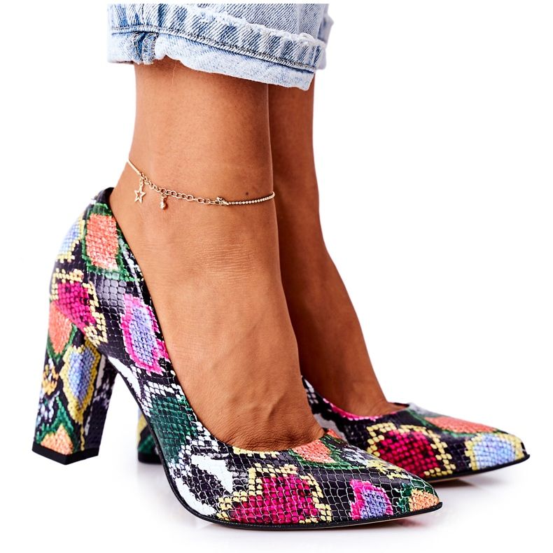 Lewski Shoes Nahkapumput, joissa käärmeenkuosi Lewski -kengät 2453 Värikkäitä monivärinen