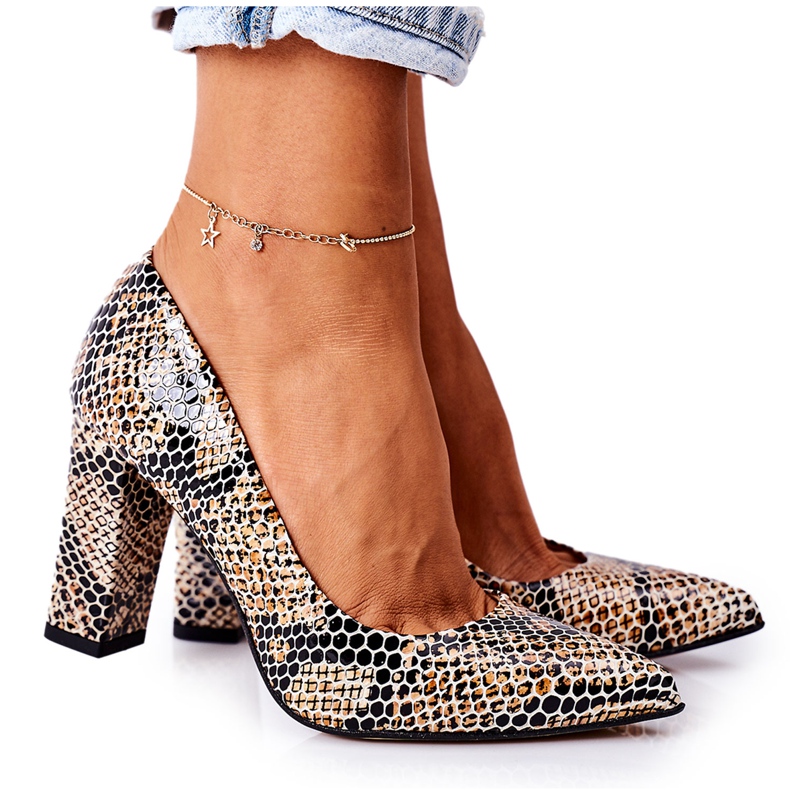 Lewski Shoes Nahkapumput, joissa on eläinkuvio Lewski-kengät 2453 musta-beige