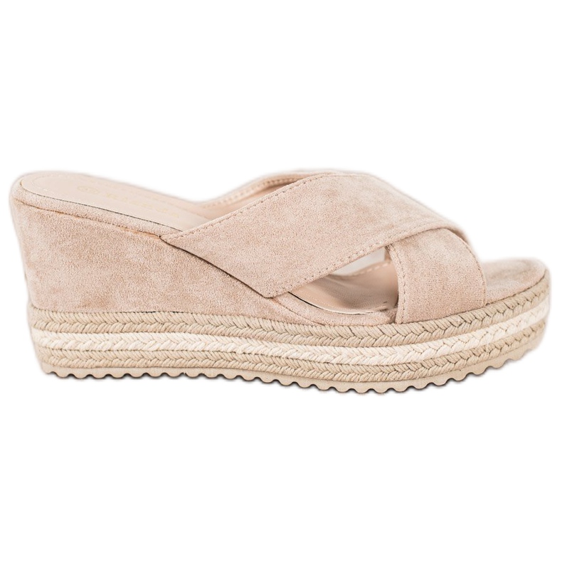 SHELOVET Suede Wedge Sandaalit beige