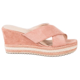 SHELOVET Suede Wedge Sandaalit vaaleanpunainen
