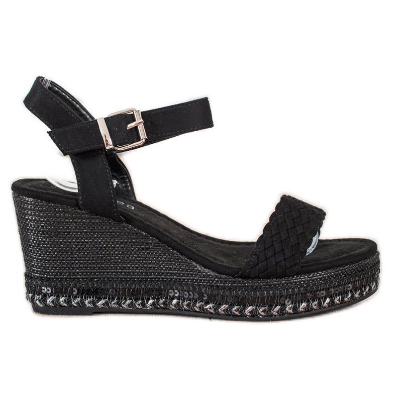 SHELOVET Punottu Wedge Sandaalit musta