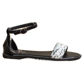 Goodin Snake Print Flat Sandaalit musta