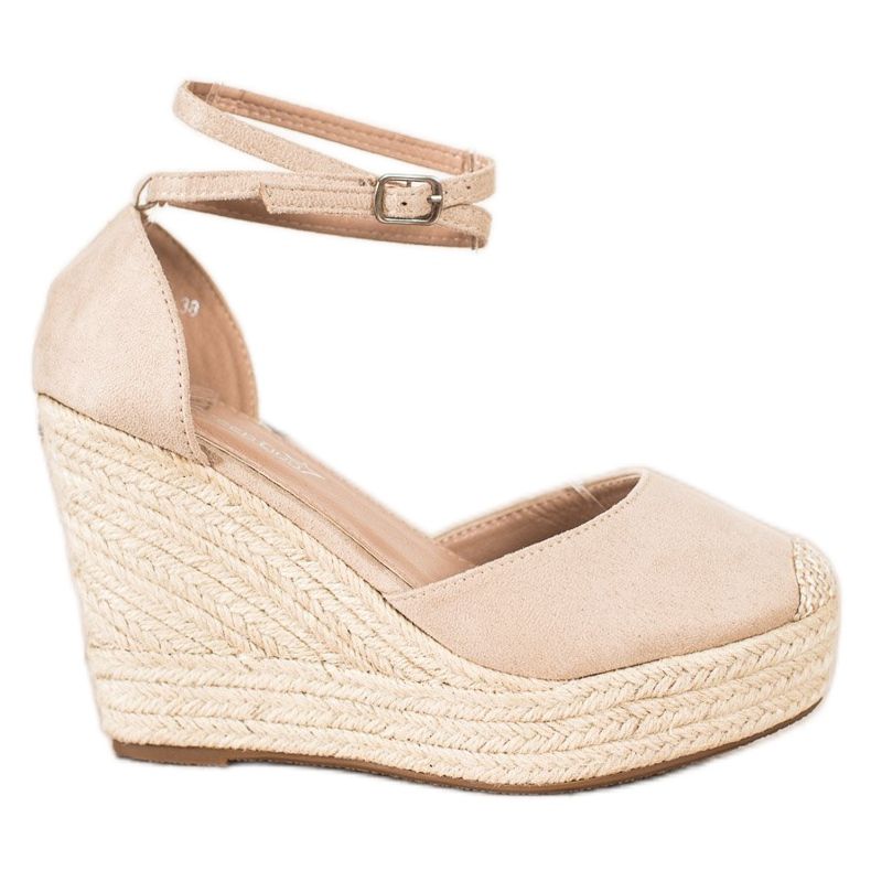 Queentina Tyylikkäät espadrillit korkealla kiilalla beige