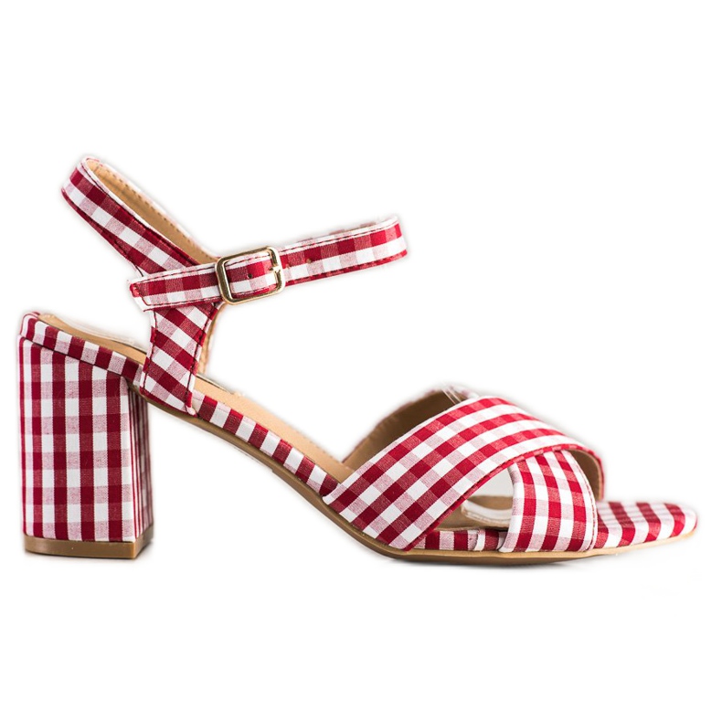 SHELOVET Muodikkaat ruudulliset sandaalit punainen