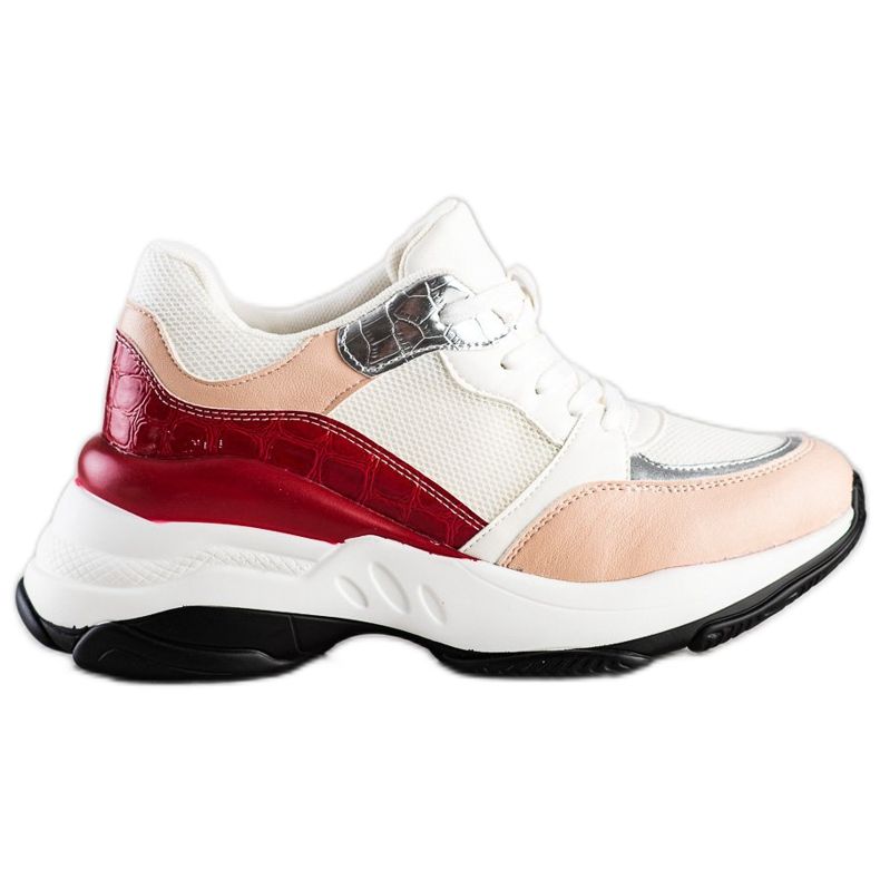 SHELOVET Tyylikkäät VALKOISET JA PINKKISET lenkkarit valkoinen vaaleanpunainen