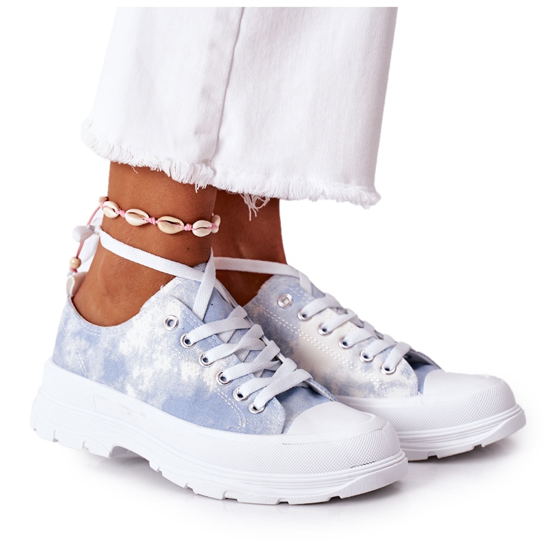 FJ1 Sininen Platform Lenkkarit Tie-Dye Travel Time Effect valkoinen