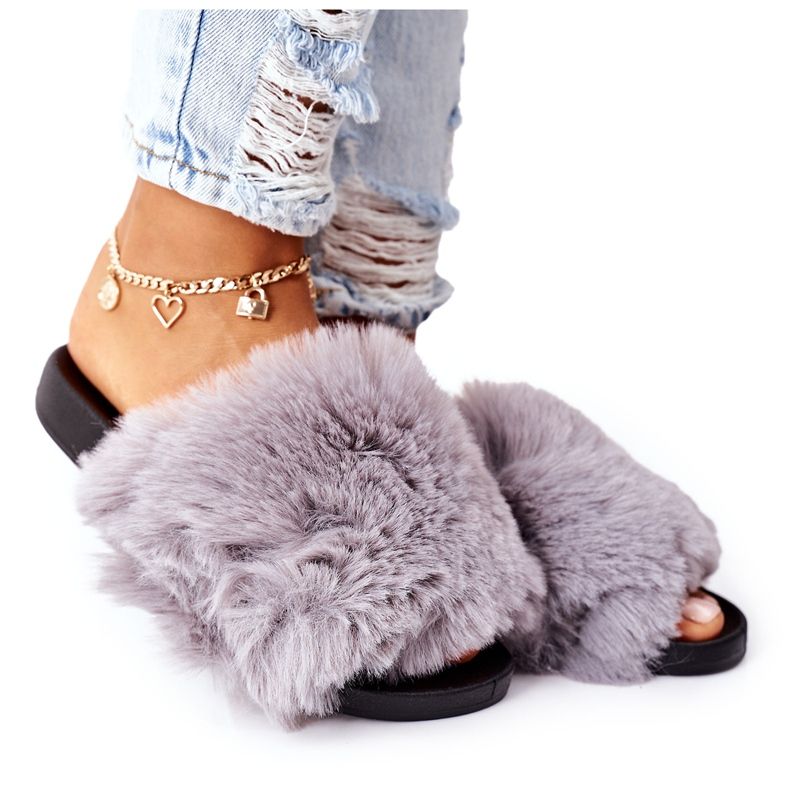 FJ1 Kumiset tohvelit turkisharmaa pehmeä