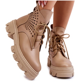 Alberto Violli Nahkatyöntekijät, joissa on avoin kuvio Beige Abilene