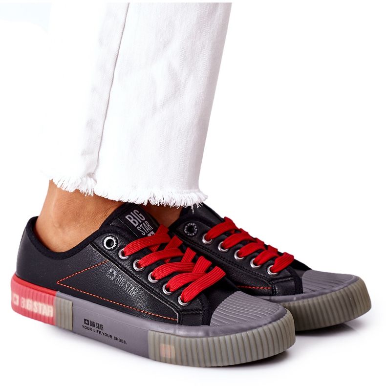 Naisten nahkakengät Big Star II274134 Musta punainen