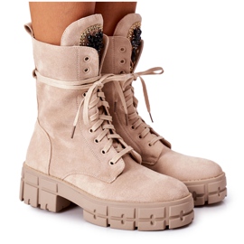 PS1 Mokkanahkaiset lämpimät työntekijät beige Hadleyn kivillä