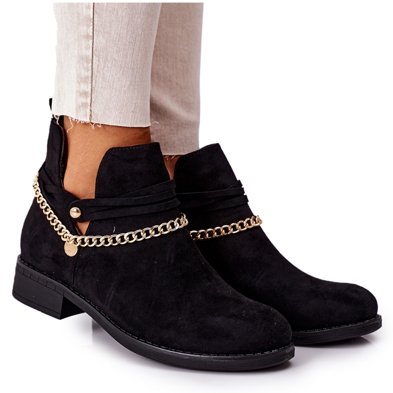 PS1 Mustat Elvira Suede -saappaat ketjulla