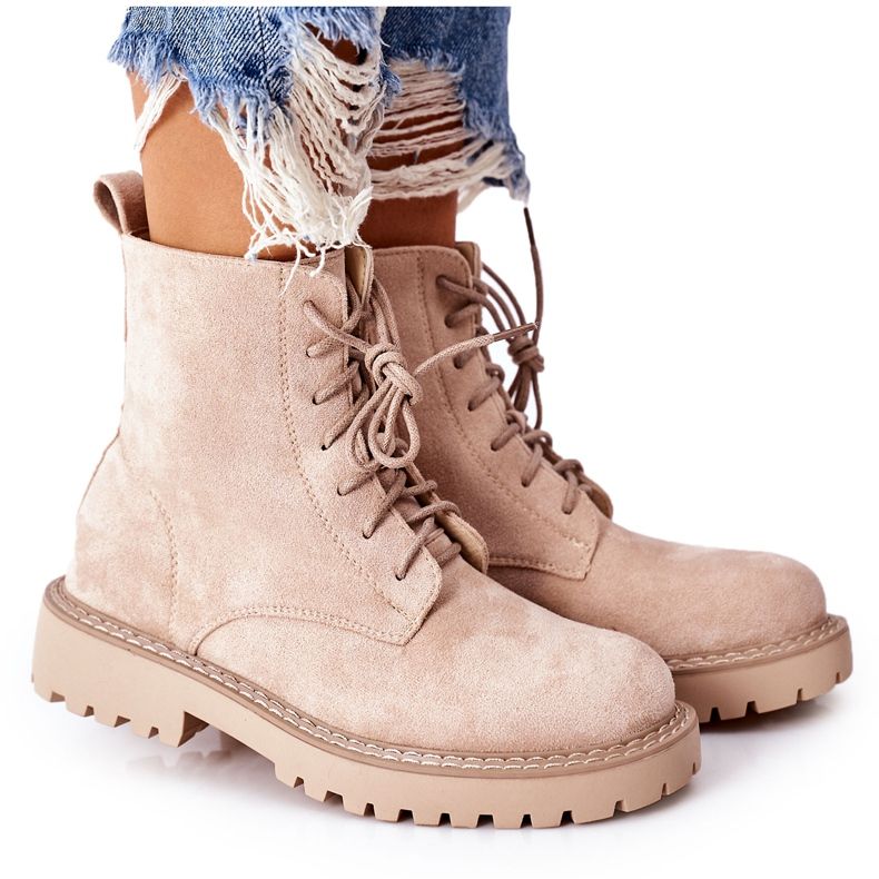 PS1 Suede Booties Vetoketju Beige Belados