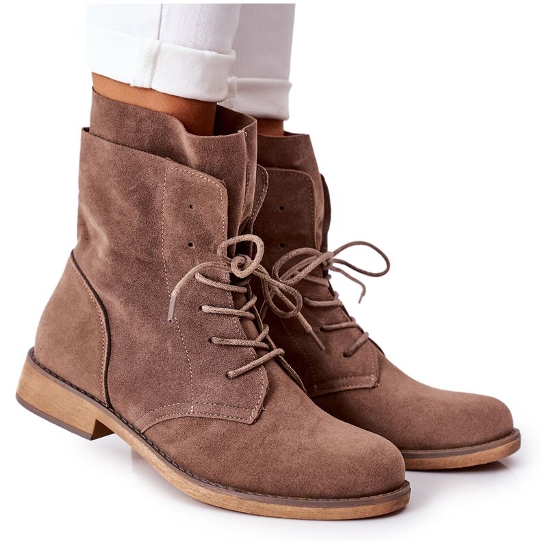 PS1 Saappaat, joissa kaksinkertainen päällinen Vaaleanruskea Violetta khaki