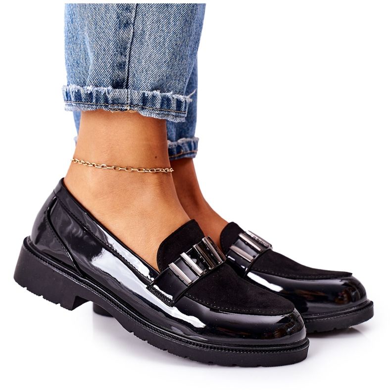 S.Barski Musta lakattu naisten Brogues Montius