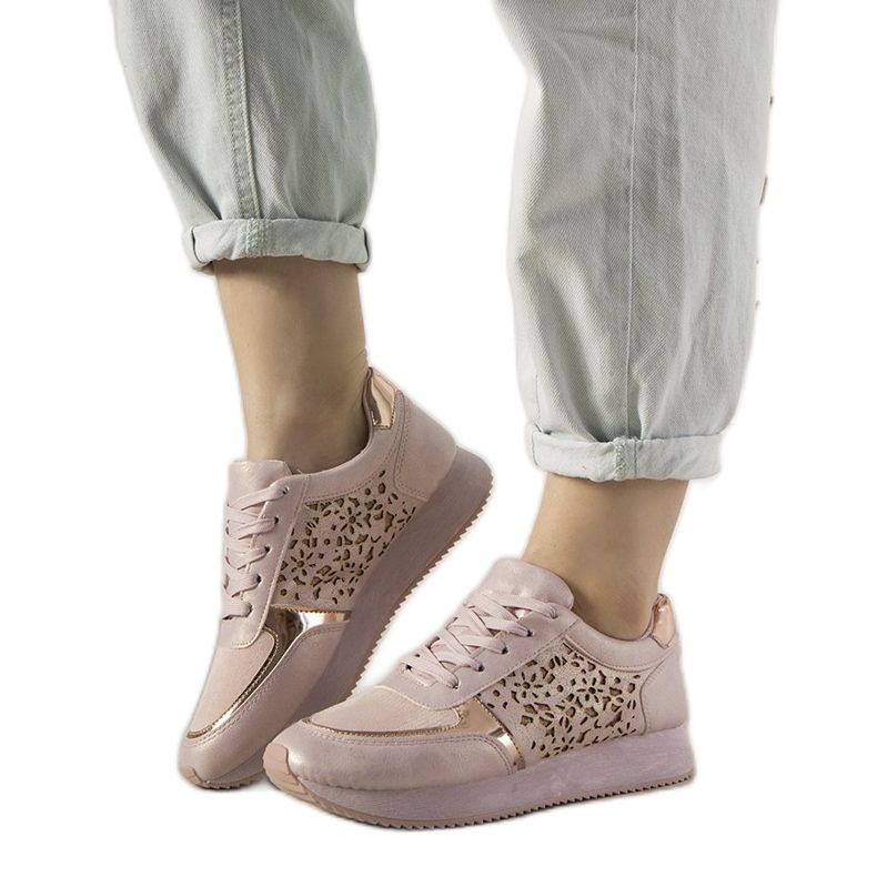 Vaaleanpunaiset urheilukengät, joissa on avoin Festival -kuvio vaaleanpunainen