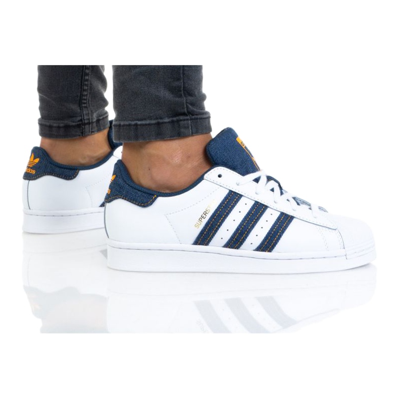 Kengät adidas Superstar Jr H04025 valkoinen laivastonsininen
