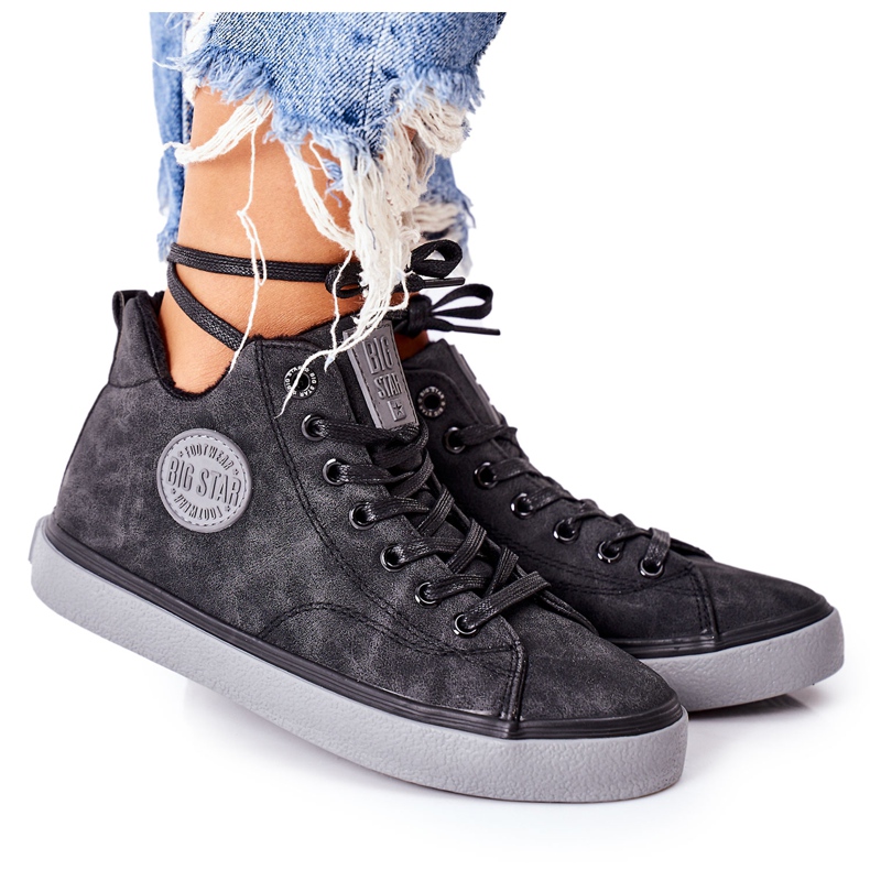 Nahkaeristetyt lenkkarit Big Star II274148 musta