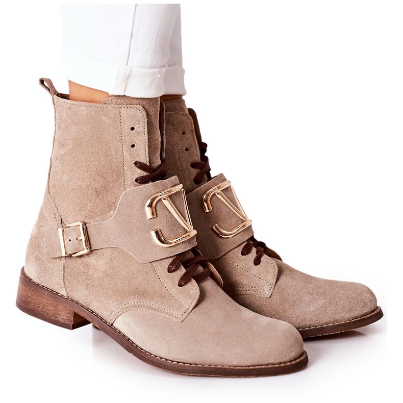 Naisten Mokkanahkainen Cappuccino Nicole 2676 Saappaat beige