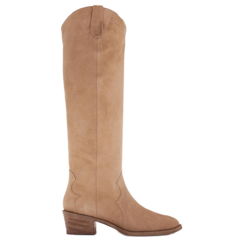 Marco Shoes Iolanda -cowboy -saappaat koristeompeleilla beige