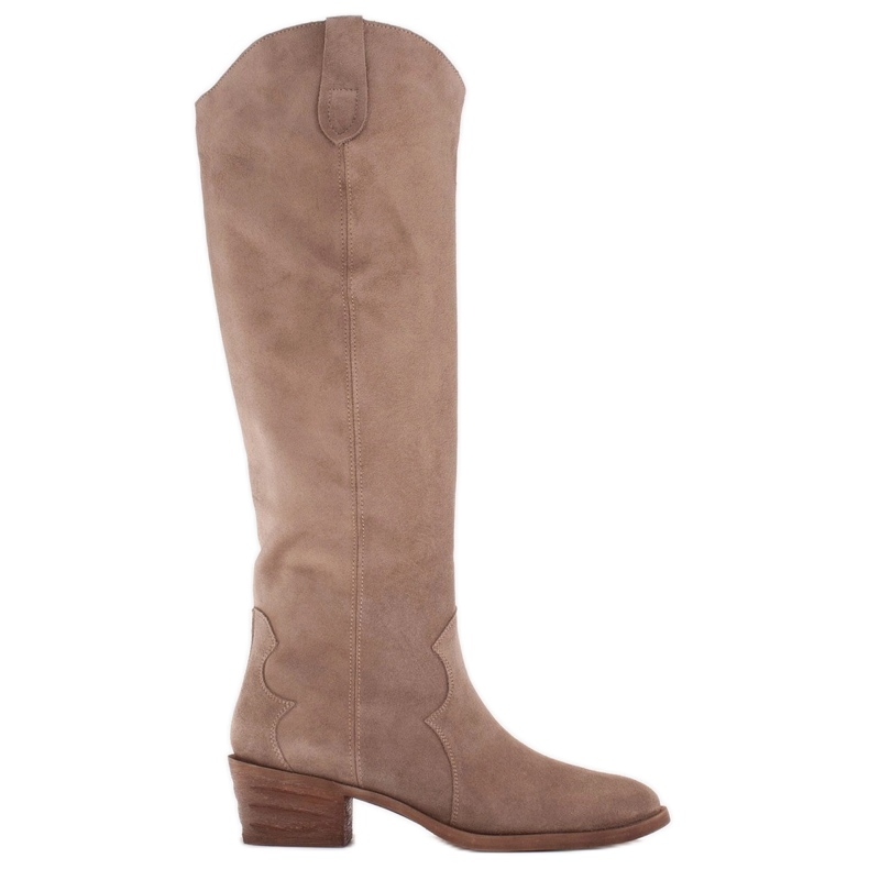 Marco Shoes Iolanda -cowboy -saappaat koristeompeleilla beige